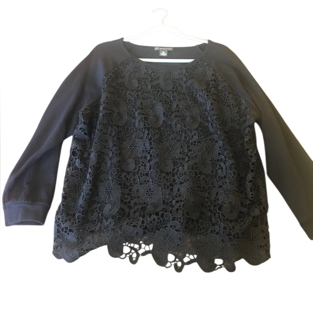 Adrianna Papell Elegant Black Lace Women's Top XXL - Picture 8 of 16